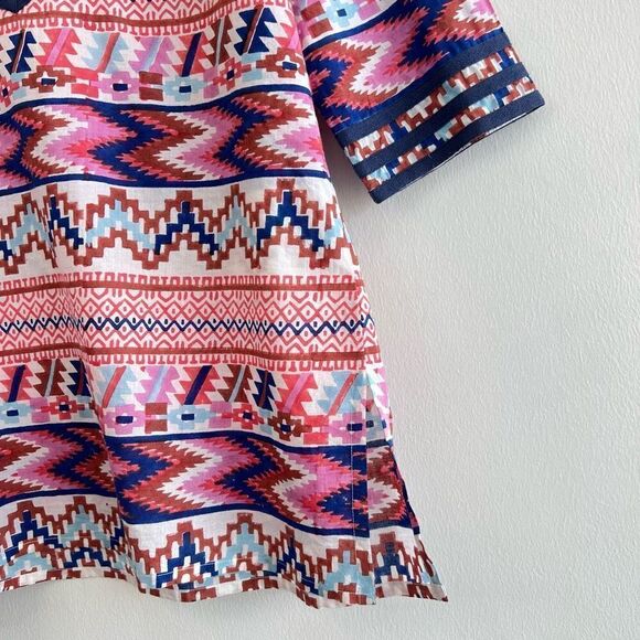 Roberta Roller Rabbit Aztec Multicolored Print Tunic Blouse Top Women’s Large - Picture 4 of 9